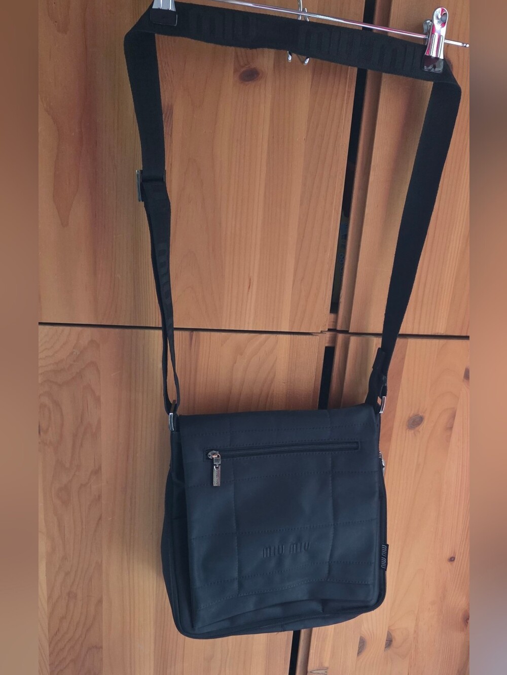 Miu Miu Black Nylon Messenger Crossbody Bag